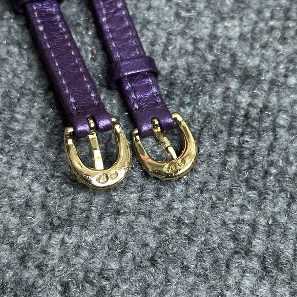 Vintage Swarovski crystal jeweled leather double buckle belt S/M purple bling main image 6